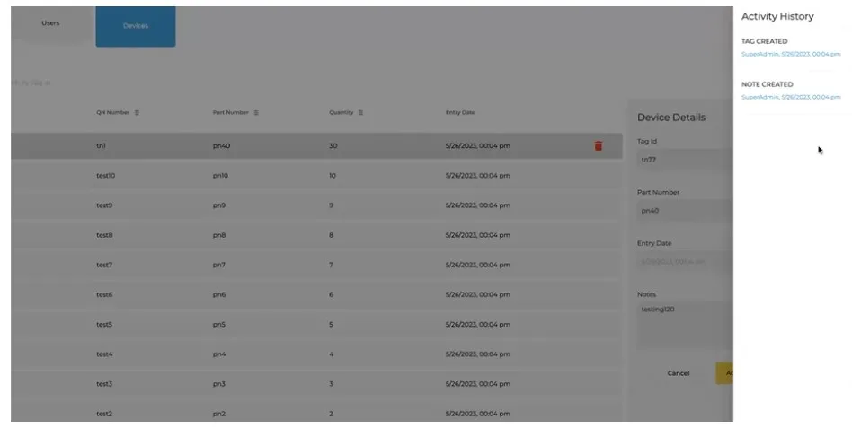 Web application RFID Tracking System