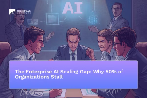 Enterprise AI scaling gap visualization showing why 50 percent of organizations stall when scaling artificial intelligence initiatives